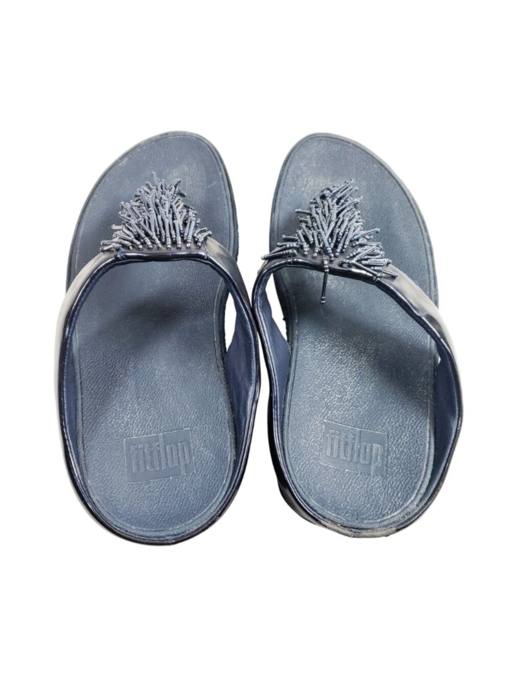 FitFlop Blue Beaded Fringe Womens Size 7 Thong Sandals - Picture 7 of 10